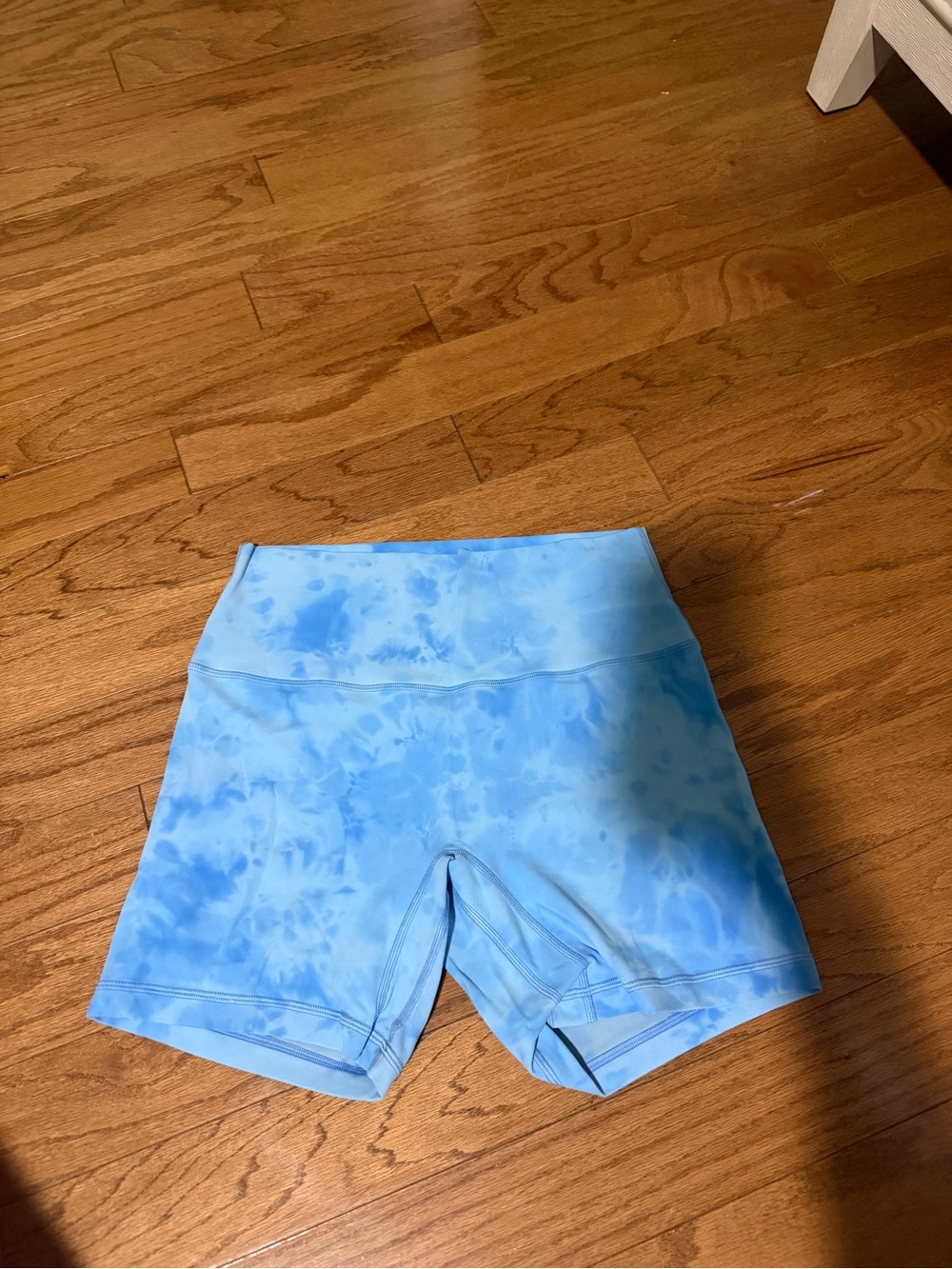 lululemon athletica Light Blue Tie-Dye High-Rise Bike Shorts